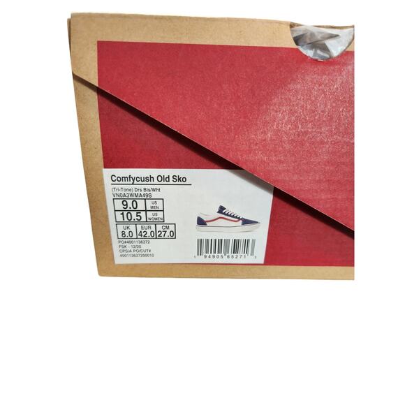 Men's ComfyCush VANS old skool tennis shoes blue/white size 9 - Picture 3 of 8